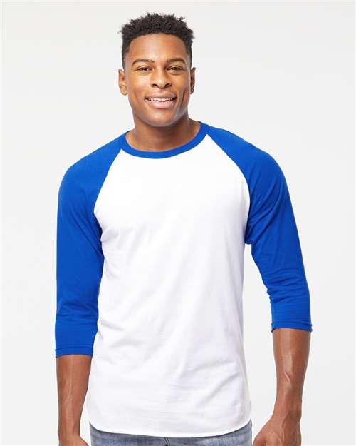 Fine Jersey Raglan T-Shirt - OnModelFront - B30359752 - White/ Royal