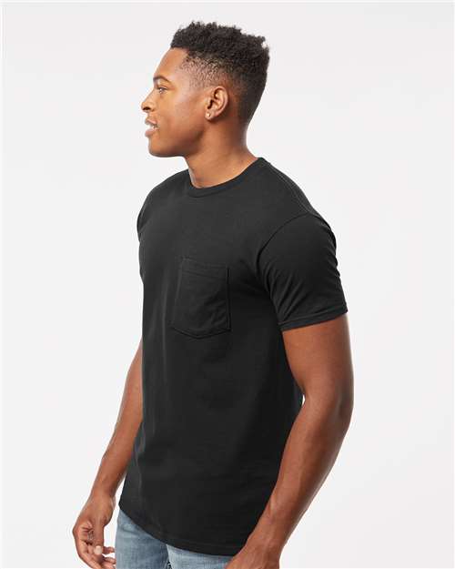 Heavyweight Jersey Pocket T-Shirt - OnModelSide - B31159503 - Black