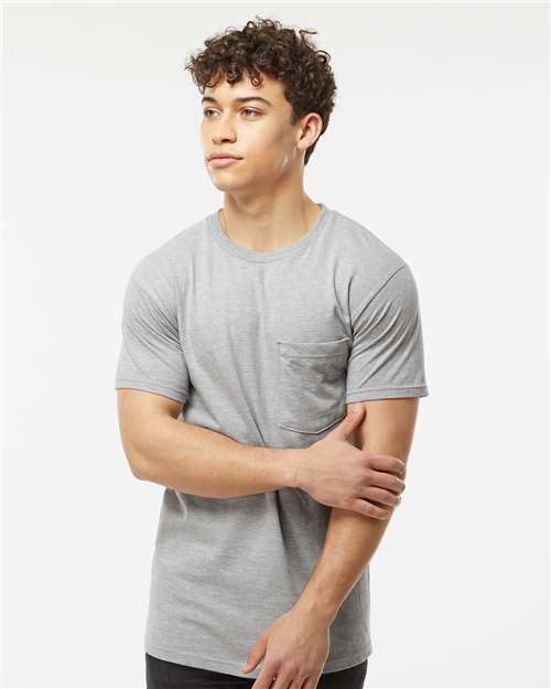 Heavyweight Jersey Pocket T-Shirt - OnModelFront - B31159093 - Heather Grey