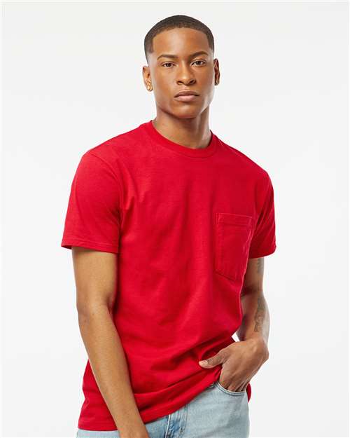 Heavyweight Jersey Pocket T-Shirt - OnModelFront - B31159703 - Red