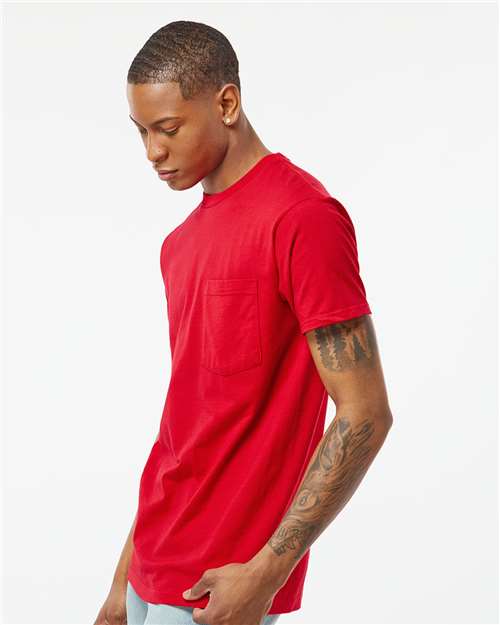 Heavyweight Jersey Pocket T-Shirt - OnModelSide - B31159703 - Red