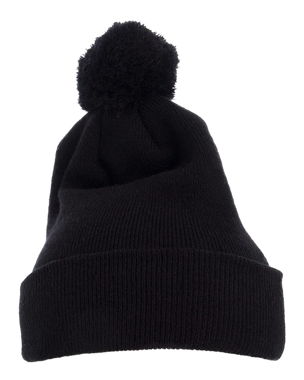 Cuff Knit Beanie w Pom - Front - B92895500 - Black