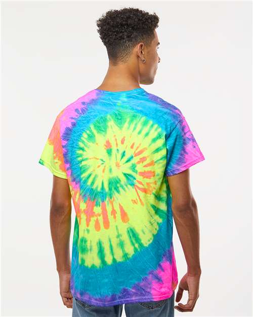 Multi-Color Tie-Dyed T-Shirt - OnModelBack - B10002083 - Neon Rainbow