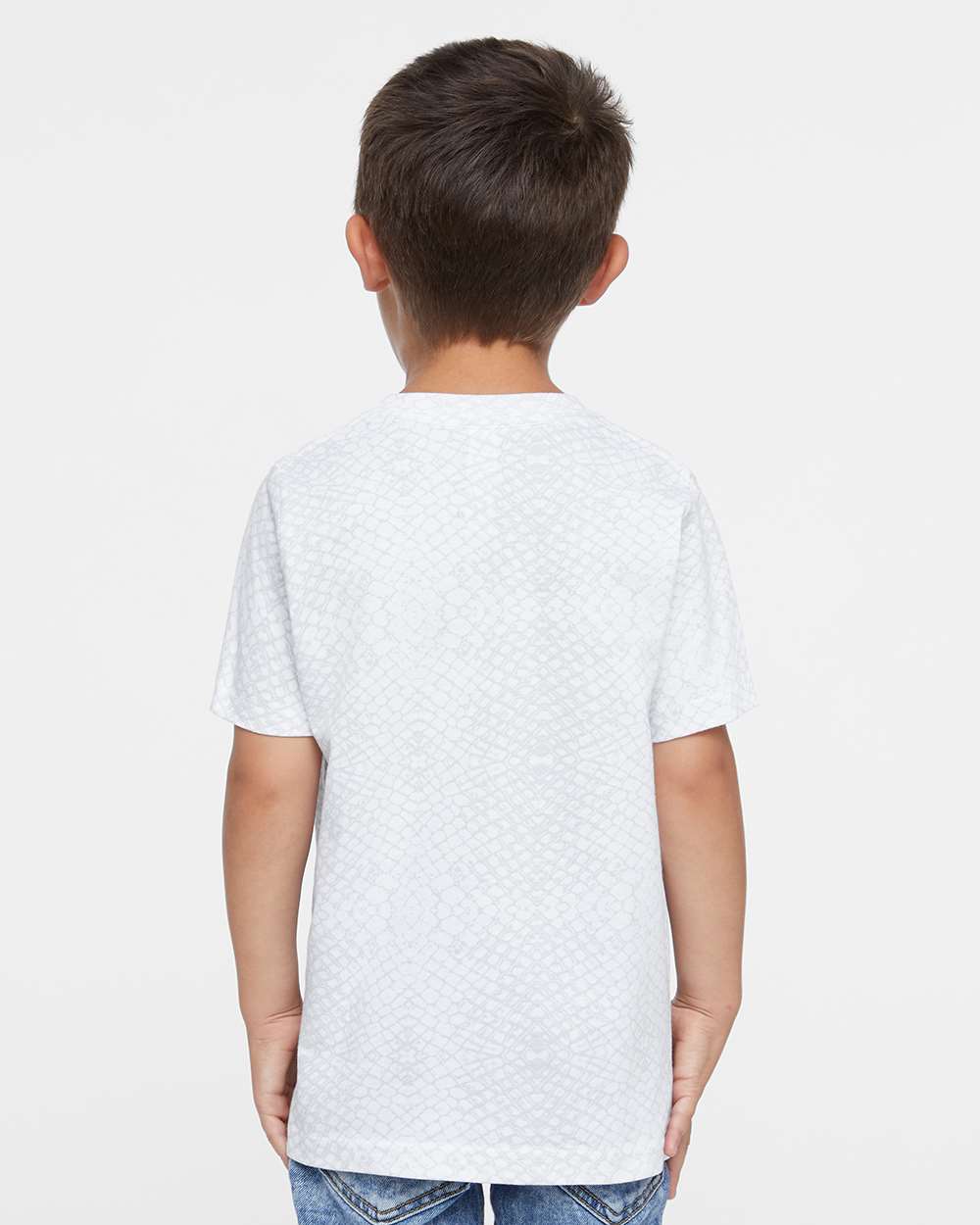 Toddler Fine Jersey Tee - OnModelBack - B31838053 - White Reptile