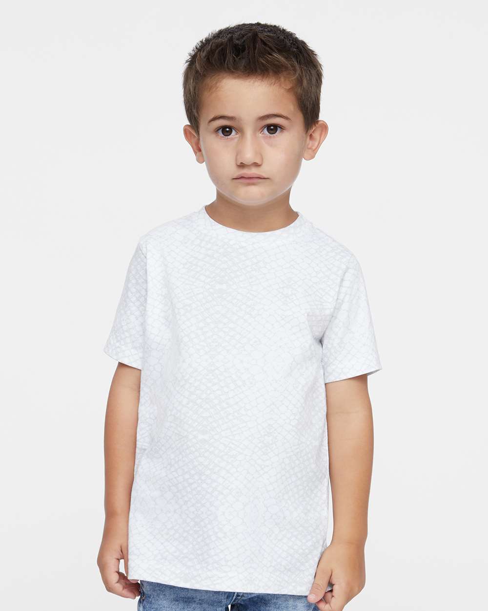 Toddler Fine Jersey Tee - OnModelFront - B31838053 - White Reptile