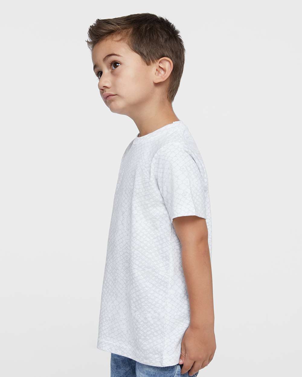 Toddler Fine Jersey Tee - OnModelSide - B31838053 - White Reptile