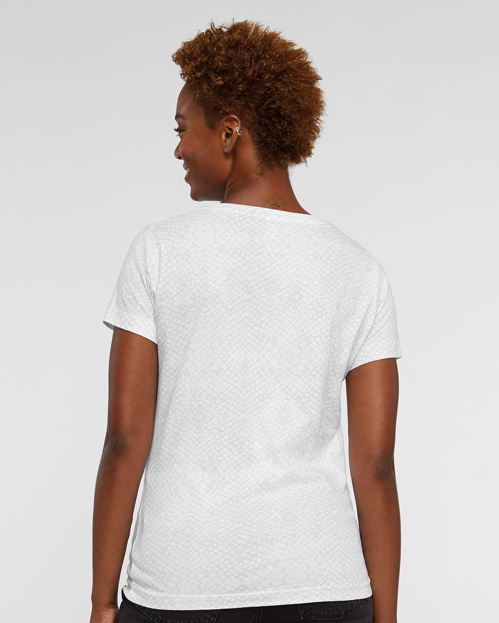 Women's Fine Jersey Tee - OnModelBack - B87238083 - White Reptile