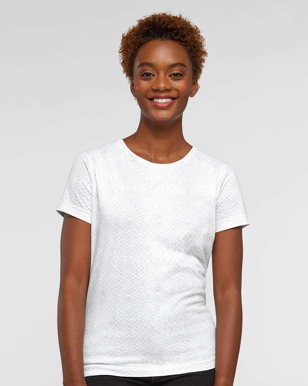 Women's Fine Jersey Tee - OnModelFront - B87238083 - White Reptile