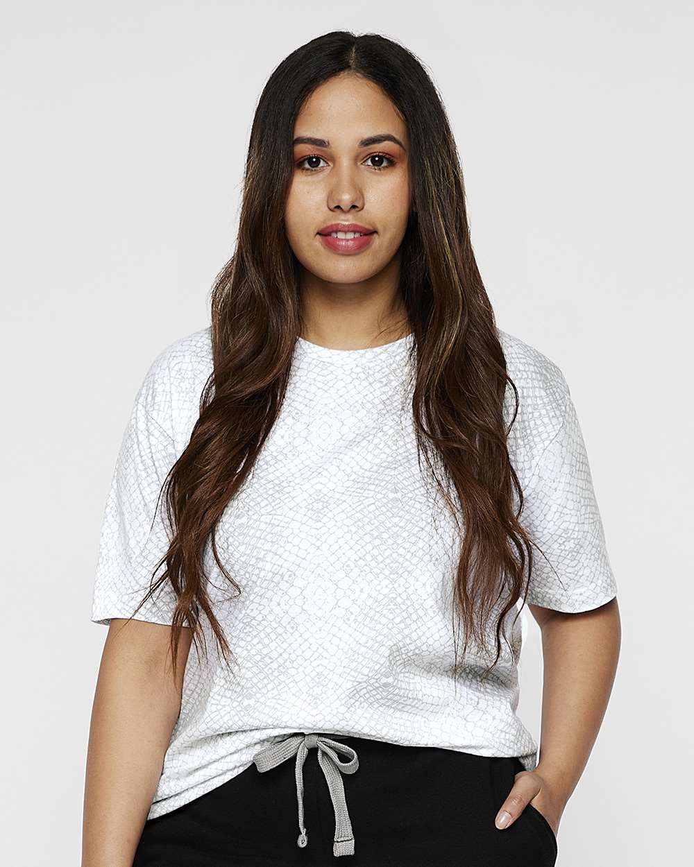 Fine Jersey Tee - OnModelFront - B00638723 - White Reptile