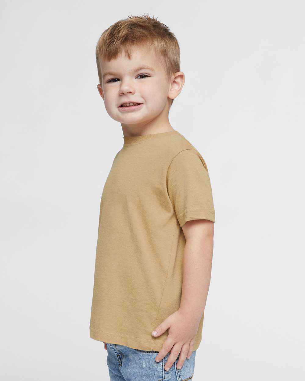 Toddler Fine Jersey Tee - OnModelSide - B31838153 - Latte