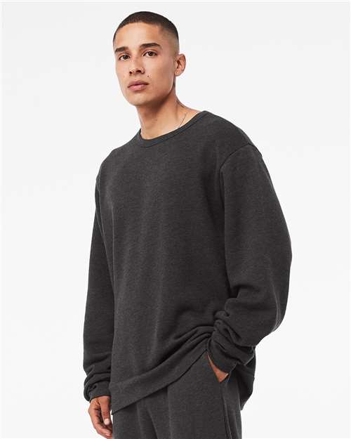 Sponge Fleece Classic Crewneck Sweatshirt - OnModelSide - B08006092 - Dark Grey Heather