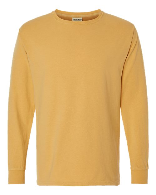 Unisex Garment-Dyed Long Sleeve T-Shirt - Front - B35300127 - Artisan Gold