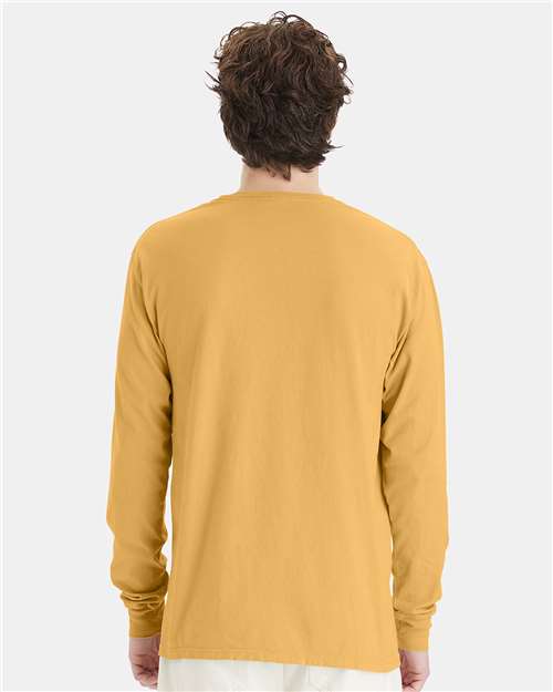 Unisex Garment-Dyed Long Sleeve T-Shirt - OnModelBack - B35300127 - Artisan Gold