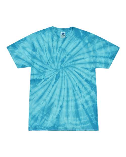Multi-Color Tie-Dyed T-Shirt - Front - B10002783 - Spider Turquoise
