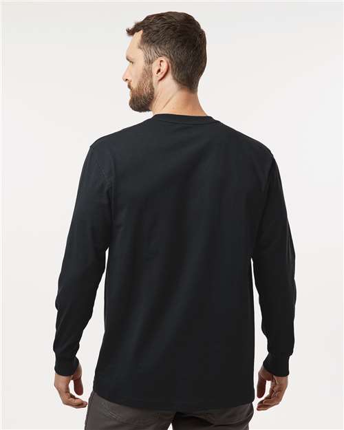 Traditional Heavyweight Long Sleeve T-Shirt - OnModelBack - B08130503 - Black