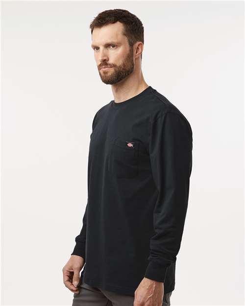 Traditional Heavyweight Long Sleeve T-Shirt - OnModelSide - B08130503 - Black