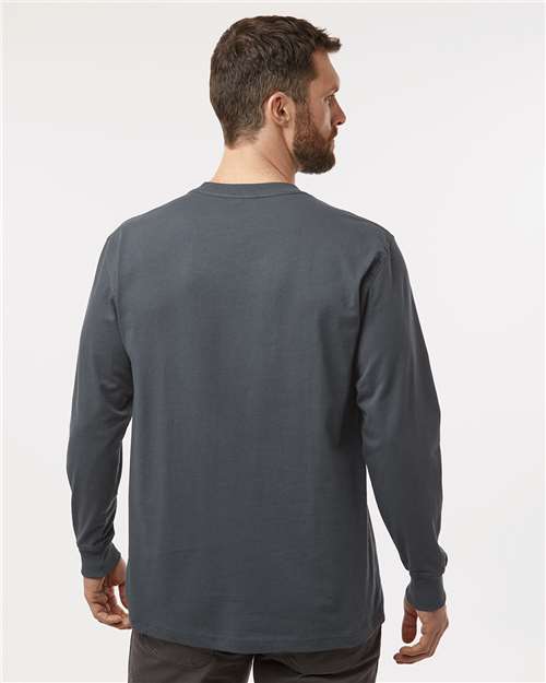 Traditional Heavyweight Long Sleeve T-Shirt - OnModelBack - B08130093 - Charcoal