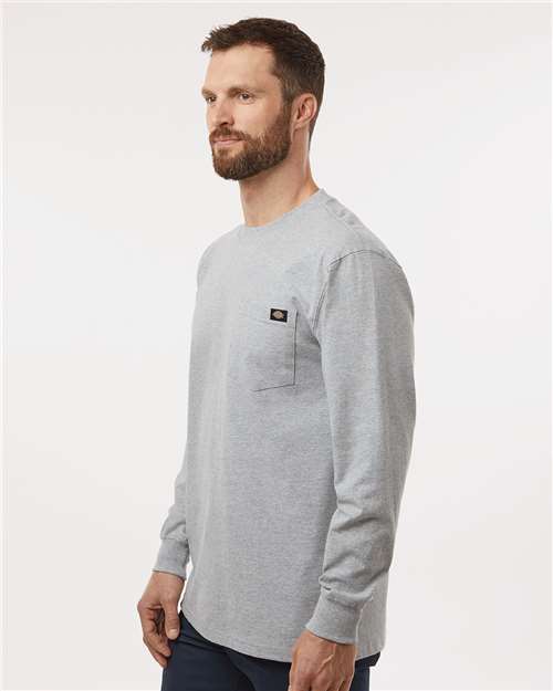 Traditional Heavyweight Long Sleeve T-Shirt - OnModelSide - B08130583 - Heather Grey