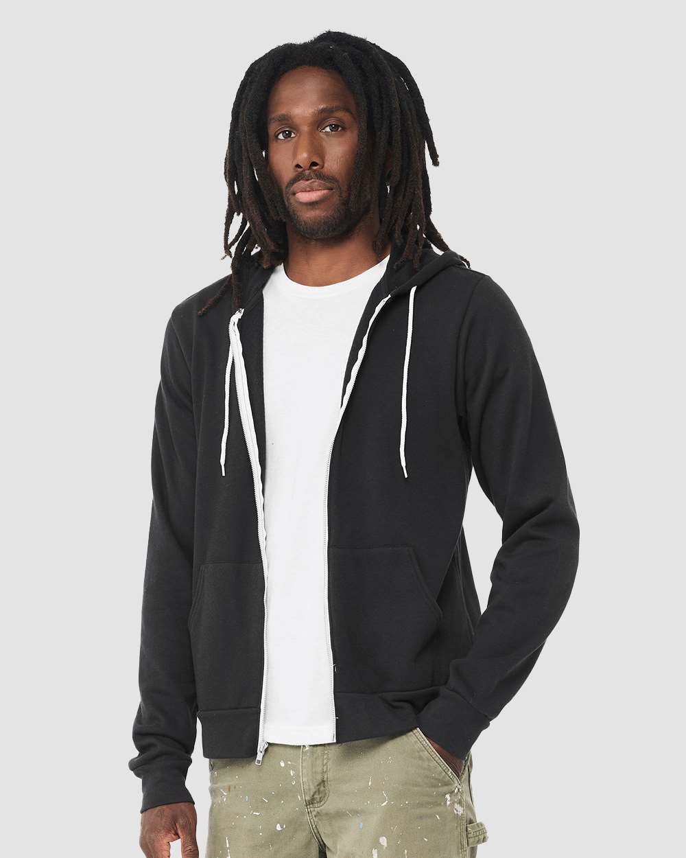 Sponge Fleece Full-Zip Hoodie - OnModelSide - B80406222 - Vintage Black