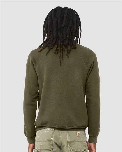 Sponge Fleece Raglan Crewneck Sweatshirt - OnModelBack - B85106032 - Heather Olive