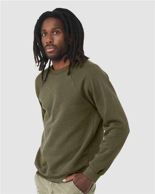 Sponge Fleece Raglan Crewneck Sweatshirt - OnModelSide - B85106032 - Heather Olive