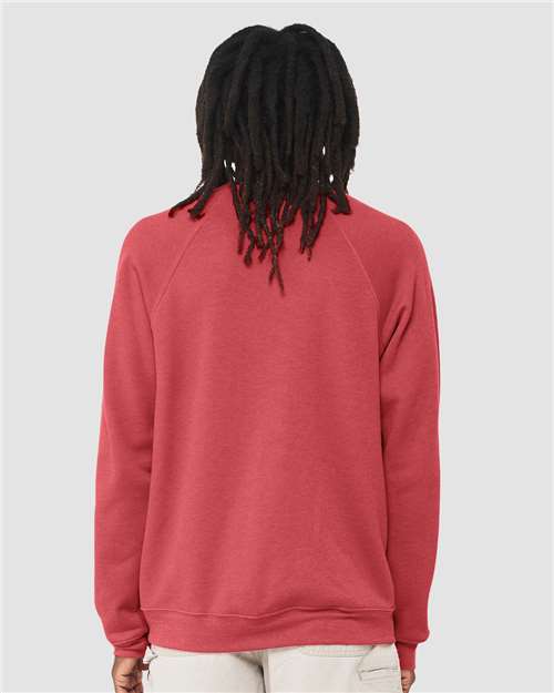 Sponge Fleece Raglan Crewneck Sweatshirt - OnModelBack - B85106042 - Heather Red
