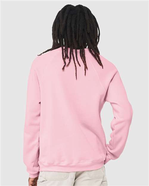 Sponge Fleece Raglan Crewneck Sweatshirt - OnModelBack - B85106122 - Pink