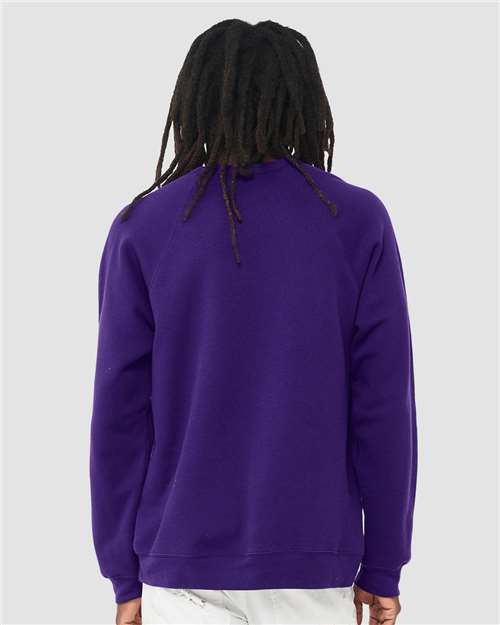 Sponge Fleece Raglan Crewneck Sweatshirt - OnModelBack - B85106162 - Team Purple