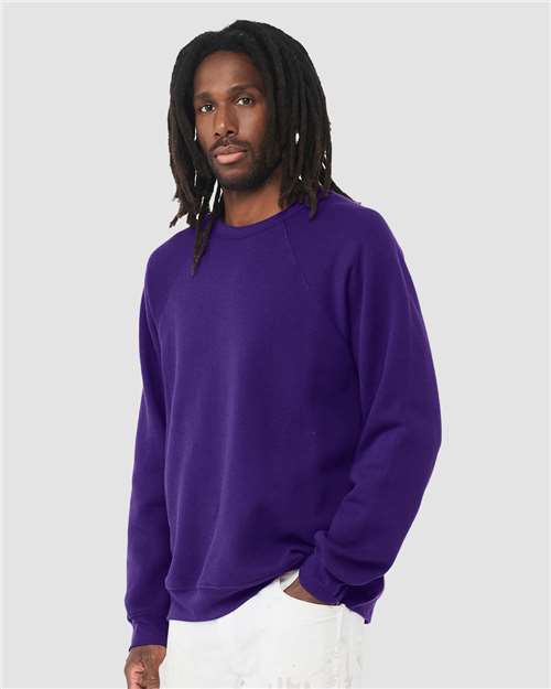Sponge Fleece Raglan Crewneck Sweatshirt - OnModelSide - B85106162 - Team Purple