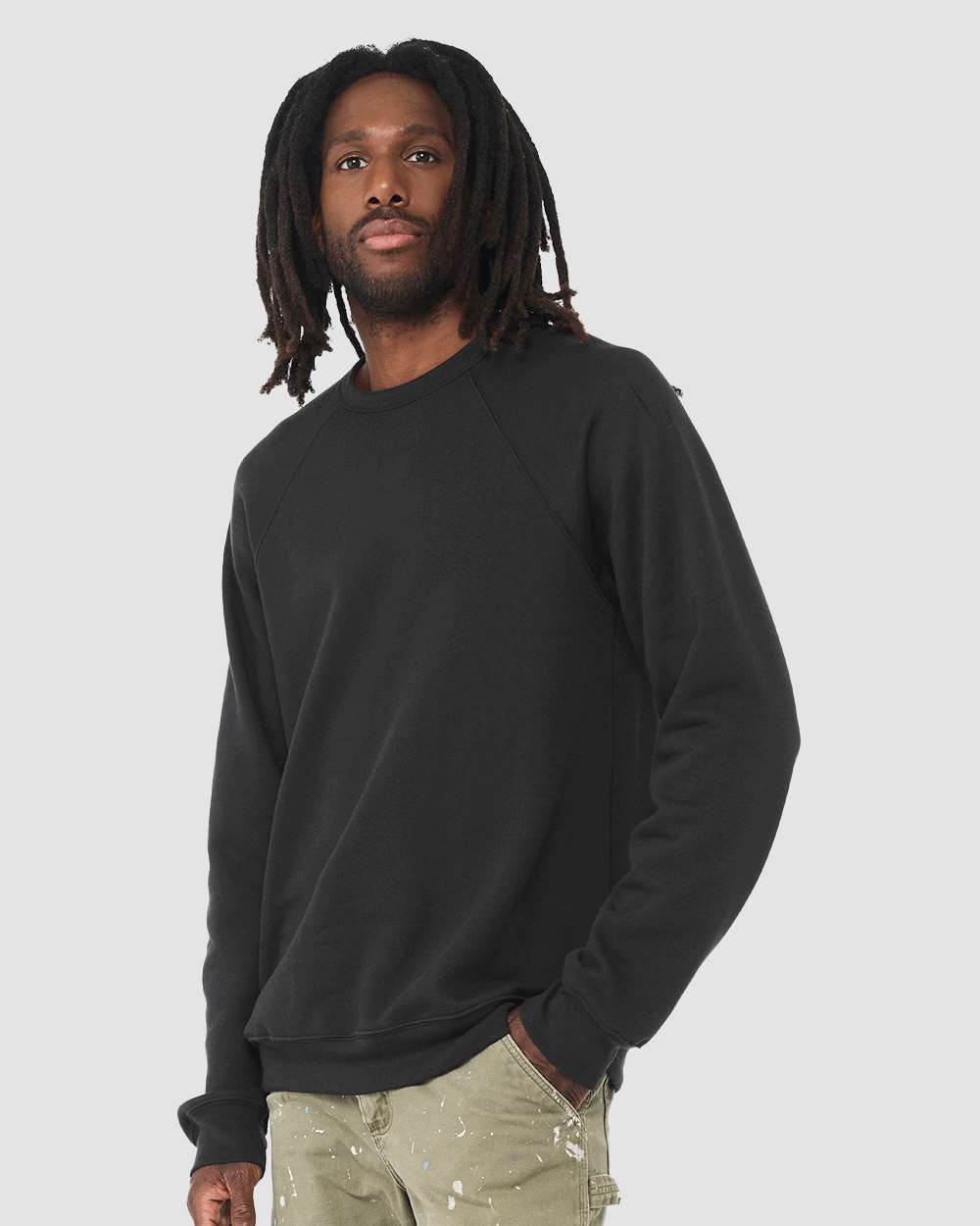 Sponge Fleece Raglan Crewneck Sweatshirt - OnModelSide - B85106172 - Vintage Black