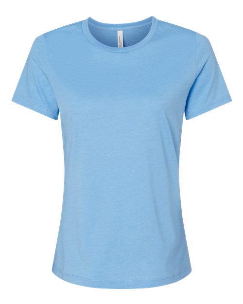 Women’s Relaxed Fit Heather CVC Tee - Front - B20506183 - Heather Carolina Blue
