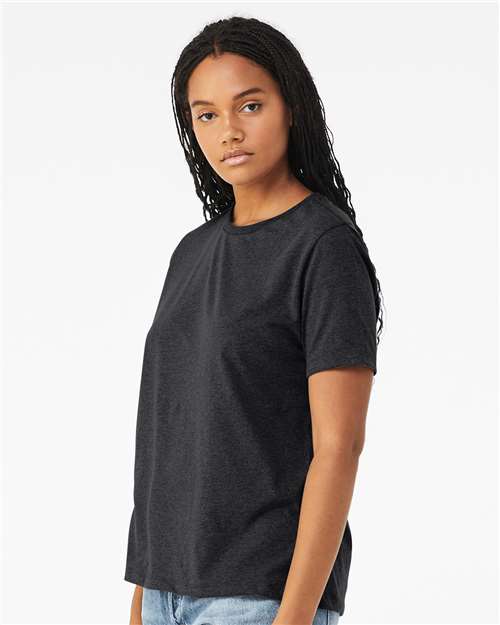 Women’s Relaxed Fit Triblend Tee - OnModelSide - B30506563 - Solid Dark Grey Triblend