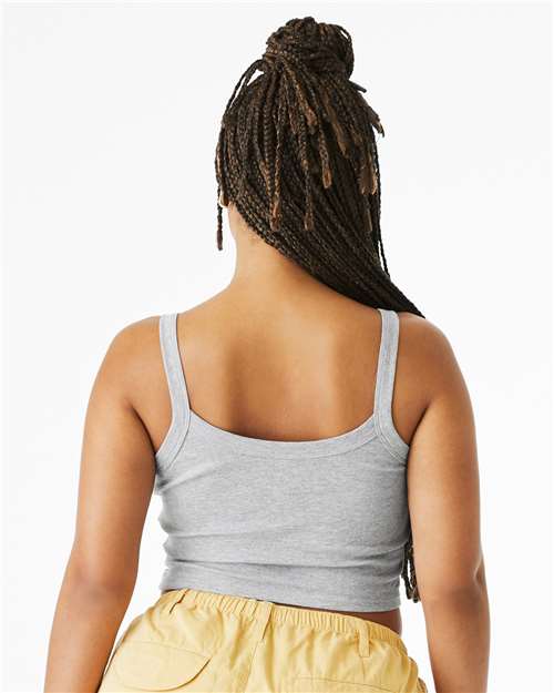 Women's Micro Rib Spaghetti Strap Tank - OnModelBack - B04706582 - Athletic Heather