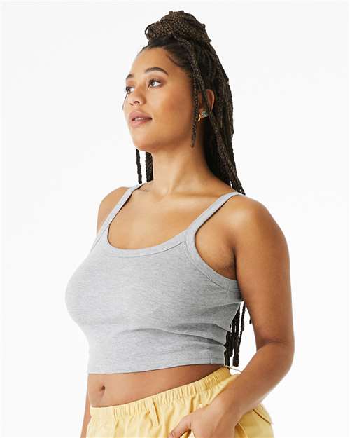 Women's Micro Rib Spaghetti Strap Tank - OnModelSide - B04706582 - Athletic Heather