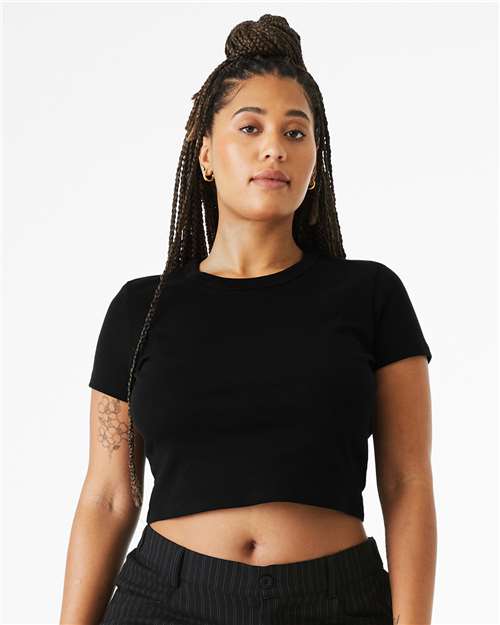 Women's Micro Rib Baby Tee - OnModelFront - B15706512 - Solid Black Blend