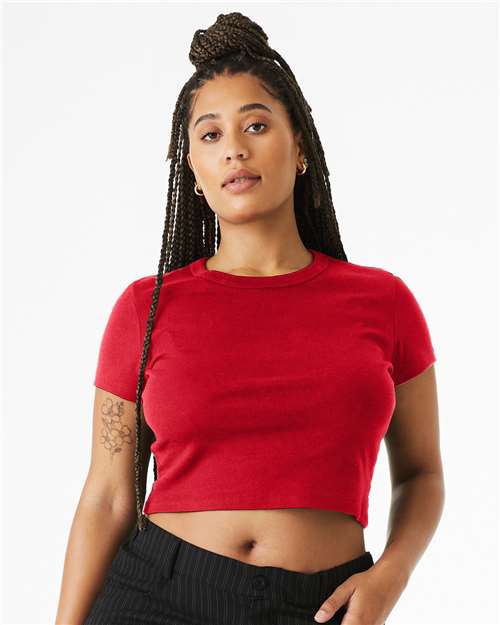 Women's Micro Rib Baby Tee - OnModelFront - B15706702 - Solid Red Blend