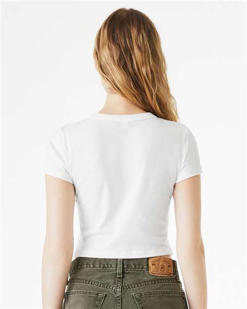 Women's Micro Rib Baby Tee - OnModelBack - B15706012 - Solid White Blend