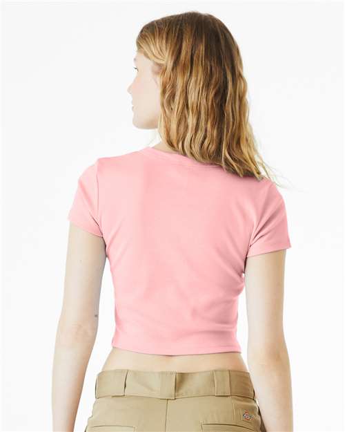 Women's Micro Rib Baby Tee - OnModelBack - B15706302 - Solid Pink Blend