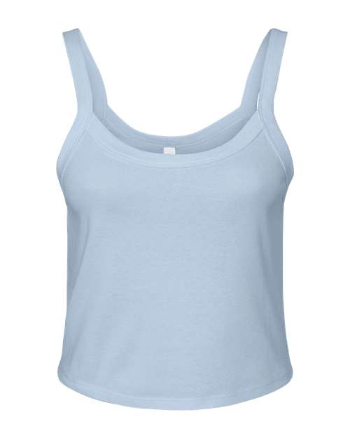 Women's Micro Rib Spaghetti Strap Tank - Front - B04706252 - Solid Baby Blue Blend