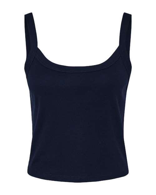 Women's Micro Rib Spaghetti Strap Tank - Back - B04706652 - Solid Navy Blend