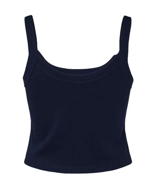 Women's Micro Rib Spaghetti Strap Tank - Front - B04706652 - Solid Navy Blend