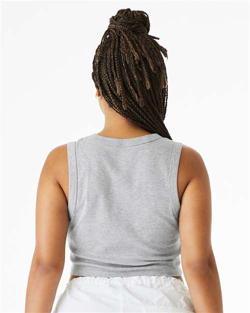 Women's Micro Rib Muscle Crop Tank - OnModelBack - B15806582 - Athletic Heather