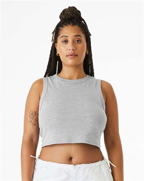 Women's Micro Rib Muscle Crop Tank - OnModelFront - B15806582 - Athletic Heather