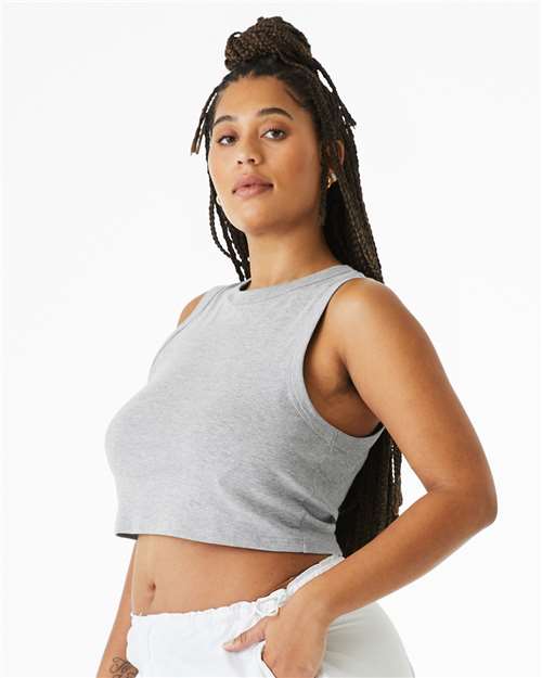Women's Micro Rib Muscle Crop Tank - OnModelSide - B15806582 - Athletic Heather