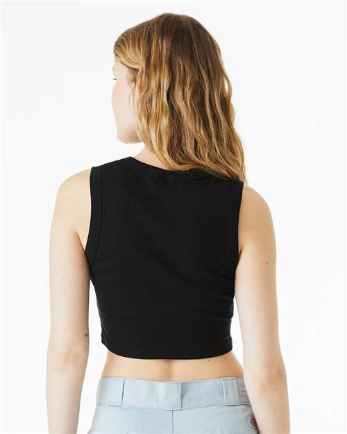 Women's Micro Rib Muscle Crop Tank - OnModelBack - B15806512 - Solid Black Blend