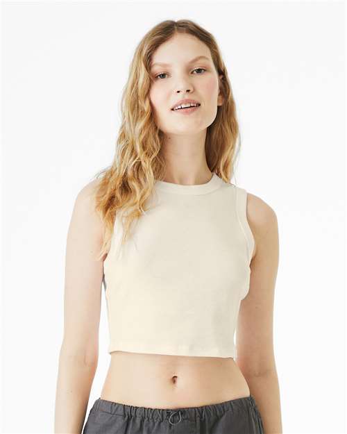 Women's Micro Rib Muscle Crop Tank - OnModelFront - B15806242 - Solid Natural Blend