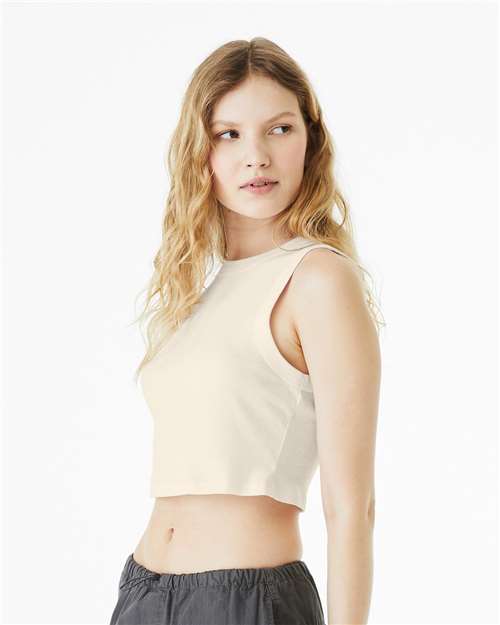 Women's Micro Rib Muscle Crop Tank - OnModelSide - B15806242 - Solid Natural Blend