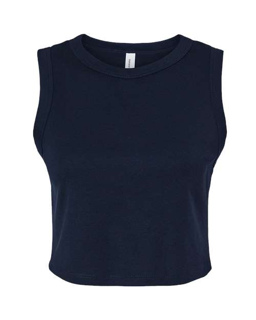 Women's Micro Rib Muscle Crop Tank - Front - B15806652 - Solid Navy Blend