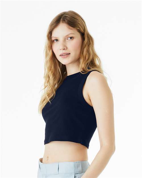 Women's Micro Rib Muscle Crop Tank - OnModelSide - B15806652 - Solid Navy Blend
