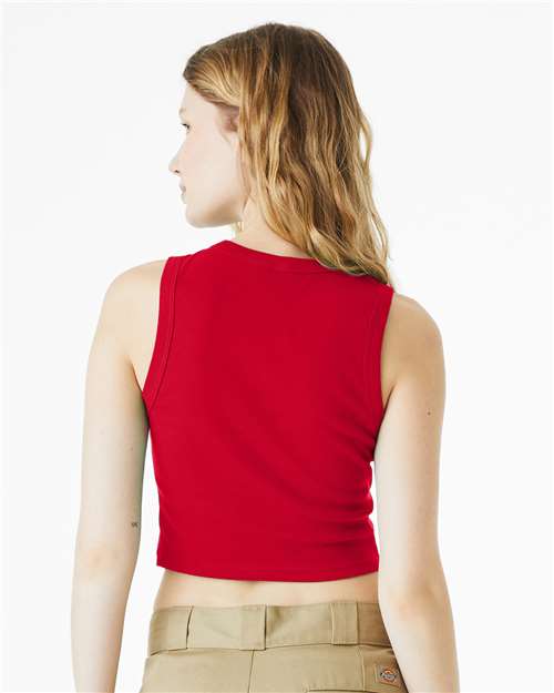 Women's Micro Rib Muscle Crop Tank - OnModelBack - B15806702 - Solid Red Blend